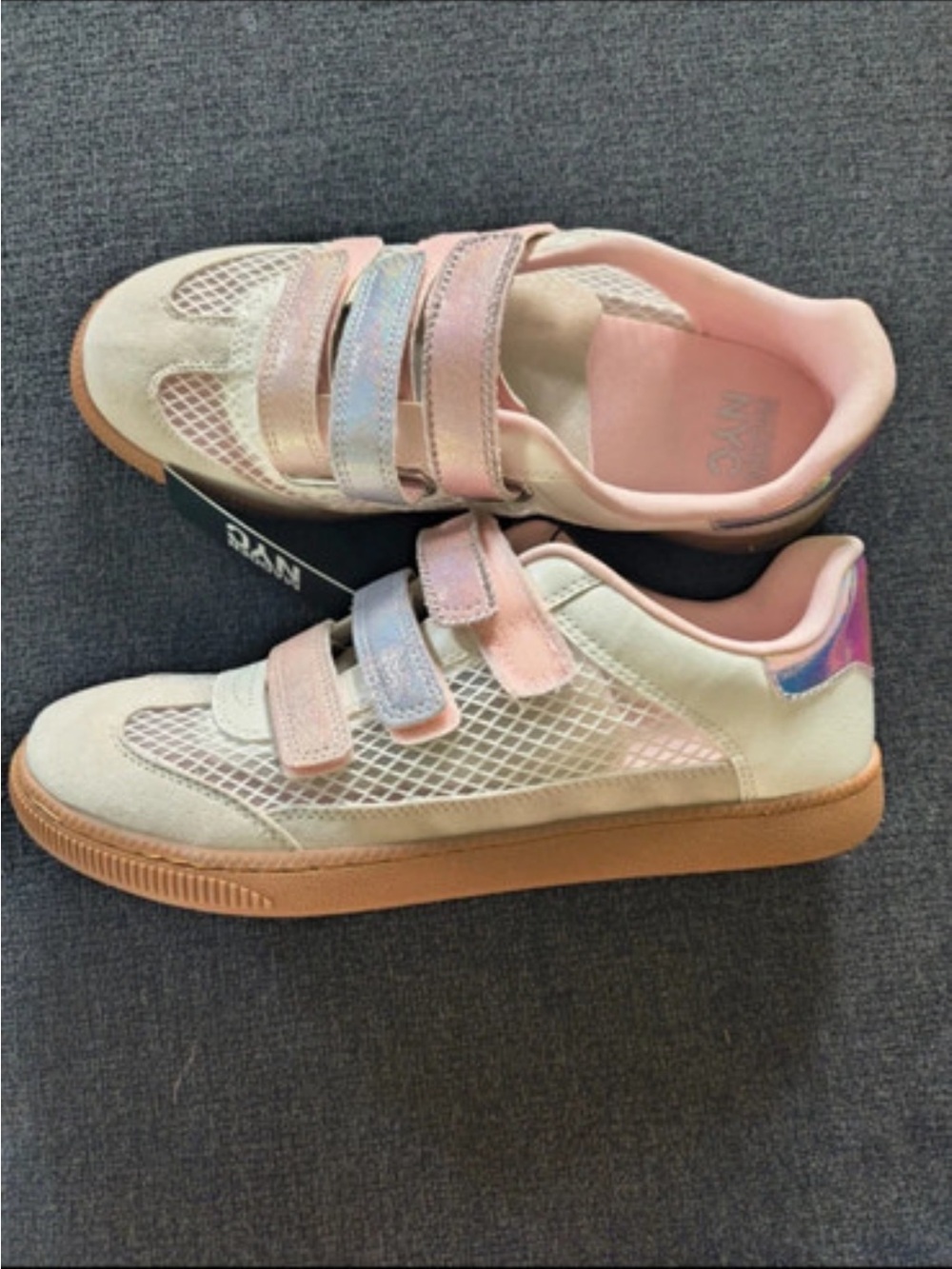 Kids Velcro Sneakers in Pink with Iridescent Accents
